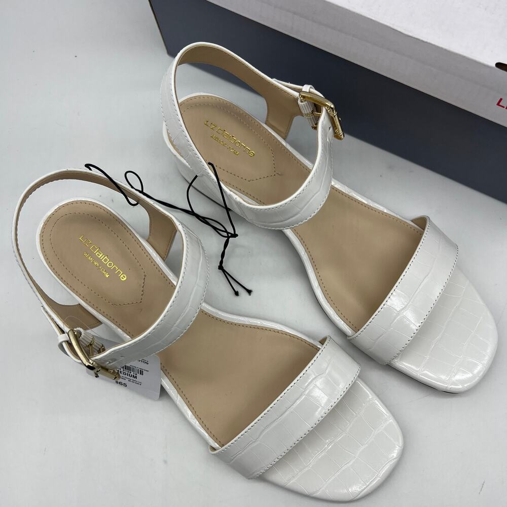 Liz Claiborne Womens Renny Sandals Heel White Croc Size 9.5M - Picture 5 of 15